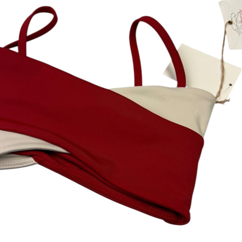 Tiger Friday Kennedy Crop Top Red and Cream Sports Bra - Picture 3 of 4